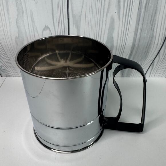 Vintage Androck Stainless  Silver & Black Flour Sifter NOS - Picture 5 of 8